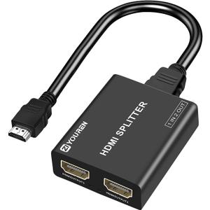 HDMI Splitter 1 in 2 Out - 4K@30Hz HDMI Splitter for Full HD 1080P 3D (1 Source to 2 Displays)