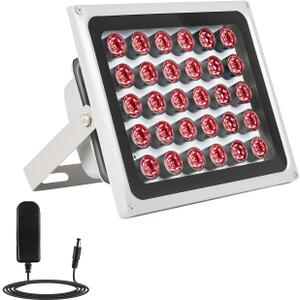 Lonnky IR Illuminators 30 LEDs 850nm Long Range Illuminator Up to 330ft/100m 90 Degree Wide Angle Infrared Flood Light IP67 Waterproof for Security Camera IR Light Indoor&Outdoor