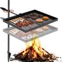 Folding Campfire Grill grate, Compact Height-Adjustable Fire Pit Grilling Grate, Heavy Duty Swivel Over Fire Cooking Grate with Handbag for Outdoor Camping Hiking Backpacking and Family Gatherings