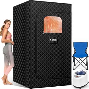 Upgraded Sauna Box for Relaxation, Detoxification, Portable Steam Sauna for Home with 3L Large Steamer, 9 Levels, 2.6 x 2.6 x 5.9