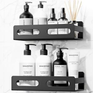 SUS 304 Stainless Steel Shower Caddy,Thickened,Strong And Large Capacity No Rust Shower Organizer,No Drilling/Sleek Bathroom Shower Shelves For Bathroom Storage,Kitchen,Living Room (Black)