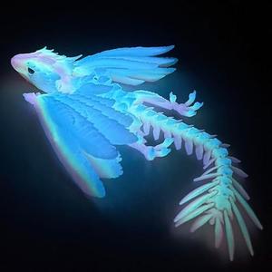 SGYYSG Feathered Wyvern Dragon - 3D Printed Articulated Dragon With Wings, Fidget Toy, Desktop Pet - Indulge in The Enchanting Realm of Dragons (Noctilucent Rainbow)