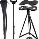 ALEVMOOM Walking Cane with Seat Folding Lightweight, 2-in-1 Cane Stool for Adults, Aluminum Walking Stick with Seat, Portable Stool for Senior, with Carry Bag (35-39 IN/2 LBS, Adjustable Height - Black)