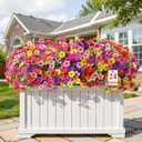 Alupssuc 24 Bundles Artificial Flowers for Outdoors Decoration, UV Resistant Silk Faux Floral Spring Fake Plastic Plants Greenery for Outside Indoor Patio Porch Window Box Home Decor, Mix 6 Colors