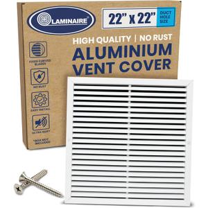 22" x 22" Duct Hole Size Aluminum Return Grille - Rustproof for Ceiling or Wall, No Adjustable Components, Decorative Air Vent Cover, HVAC Return Air Grille, 23.6" x 23.6" Face. 22" x 22" Duct Hole Size Aluminum Return Grille - Rustproof for Ceiling or Wall, No Adjustable Components, Decorative Air Vent Cover, HVAC Return Air Grille, 23.6" x 23.6" Face.