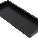 MAONAME Black Bathroom Vanity Tray, Rustic Long Narrow Rectangle Farmhouse Wood Countertop Organizer Tray for Candle, Perfume - 15.7" L x 6.8" W