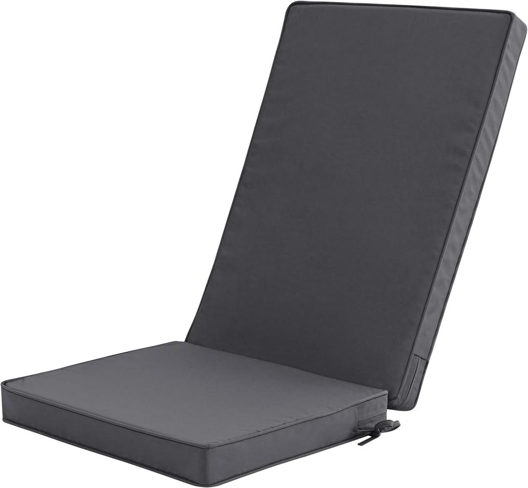 Outdoor Adirondack Chair Cushion - Removable Cover, Water-Repellent, Fade-Resistant, Non-Slip Bottom & Securing Straps, Universal Fit for Most Adirondack & Rocking Chairs - Dark Grey, 45''x20''