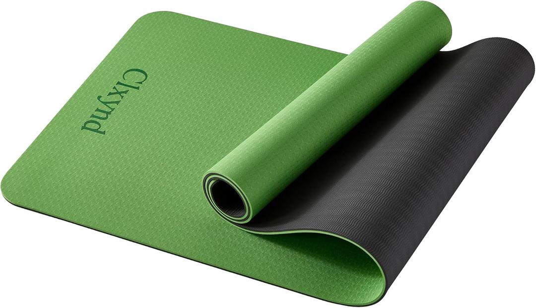 Yoga Mat Eco Friendly Non Slip Anti tear durable Exercise Mat, SGS Certified TPE Material with Textured Surface, 8mm (0.32 Inch) Extra Thick, 72x24 Inches for Yoga, Pilates and Floor Exercises with Carry Strap