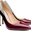 COLETER Women's 4 Inch Pumps Pointy Toe Wedding Dress Shoes Slip on Stiletto Pumps (9.5, 03 Wine Black)