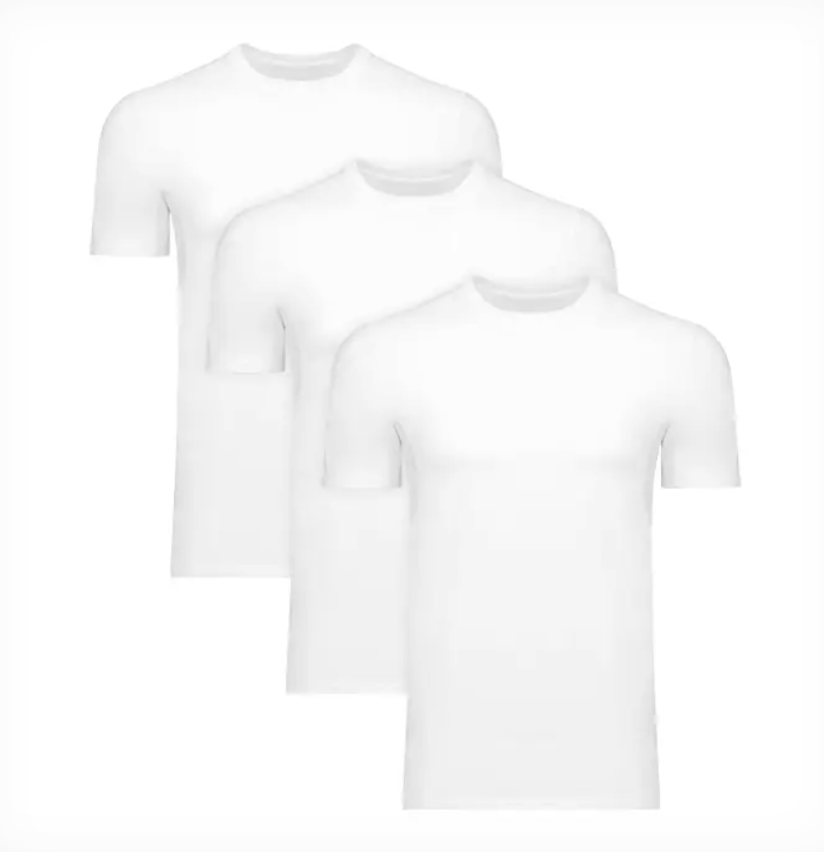 Hanes Men's Sweat Block Crewneck Tee, White, 3-Pack, Size S