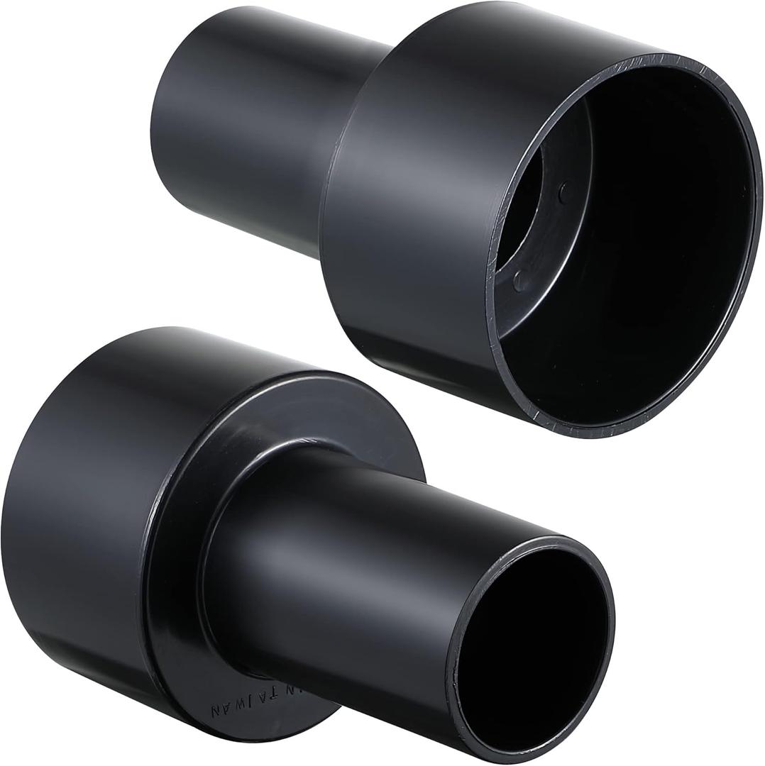 Enhon 2 Pack Hose Adapter 2-1/2 OD To 1-1/2 OD Reducer, Universal Dry Wet Vacuum Cleaner Hose Reducer for Dust Collection, Black