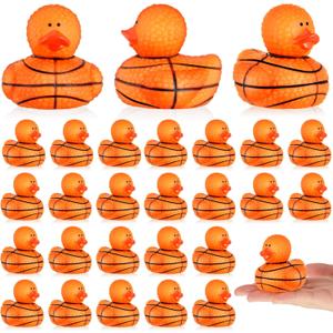 Deekin Rubber Ducks 2 Inch Bulk Sport Party Favors for Team Events Decorations Birthday Party Supplies Club Player Gift(50 Pcs,Basketball Texture)
