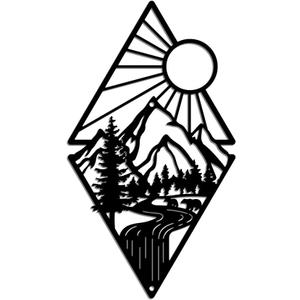 WADORN Mountain Waterfall Wall Art Decor, Nature Landscape Silhouette Sculpture Wall Art Mountain Forest Sun Wall Art Plaque Home Decor for Home Balcony Courtyard Living Room Indoor, 11.8x11.2 Inch WADORN Mountain Waterfall Wall Art Decor, Nature Landscape Silhouette Sculpture Wall Art Mountain Forest Sun Wall Art Plaque Home Decor for Home Balcony Courtyard Living Room Indoor, 11.8x11.2 Inch