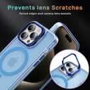 4 x for iPhone 15 Pro Case Compatible with Magsafe, Clear Transparent Camera Kickstand iPhone 15 Pro Case Shockproof Heavy Duty Protective Cover Case for iPhone 15 Pro, Blue02