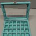 STYLIFING Jewelry Organizer Box 24 Grid, Clear Lid Velvet Jewelry Tray Stackable Jewelry Display Case for Women (24 Grid Light Blue)