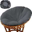 Wibeelee Papasan Chair Cushion Cover, Soft Plush Fleece Slipcover Only, Removable & Machine Washable with Adjustable Design, Fits 44-48 Inch Cushion (Grey)