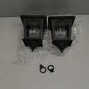 Solar Wall Lantern Outdoor, 2 Pack Hanging Solar Lights with 4 Solar Panels, Anti-Rust Waterproof Hanging Solar Lanterns, Decorative for Porch Fence Garden Warm White