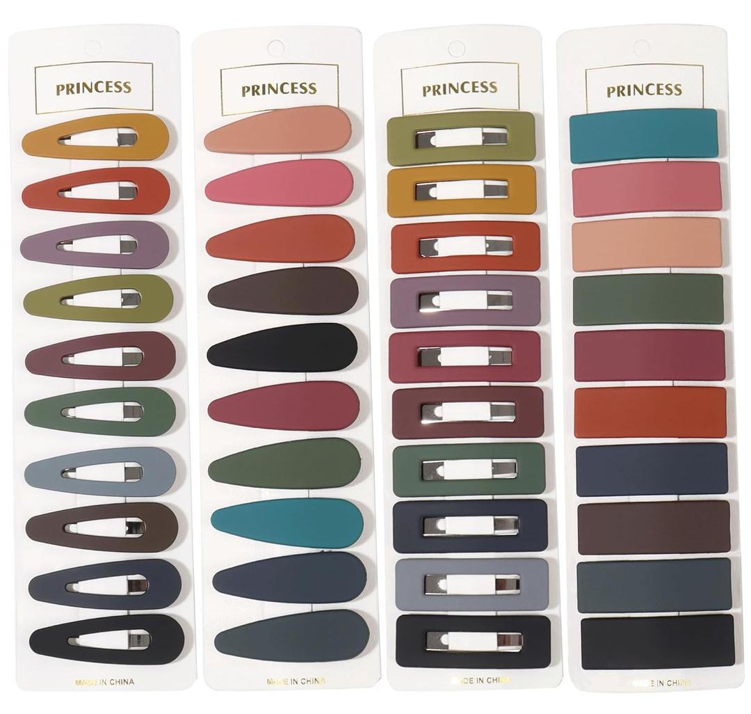Small Barrettes for Women Girls, B.PHNE 2.1 Inch Snap Hair Clip for Thick or Thin Hair, Cute Student Matte Neutral Hair Accessories Hollow Rectangle and Drop 40 Pack