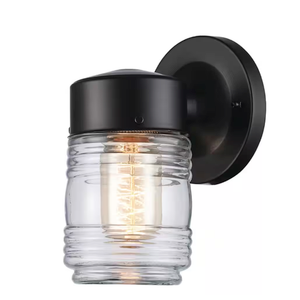 Design House 502195 Jelly Jar 1 Light Indoor/Outdoor Wall Light, Black