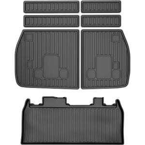 7PCS Cargo Mat for Kia Carnival 2022-2026 / Carnival Hybrid 2025 2026 Cargo Liner with Backrest Mat TPE All Weather Trunk Mat 3rd Row Back Seat Cover Protector 2025 Carnival Accessories