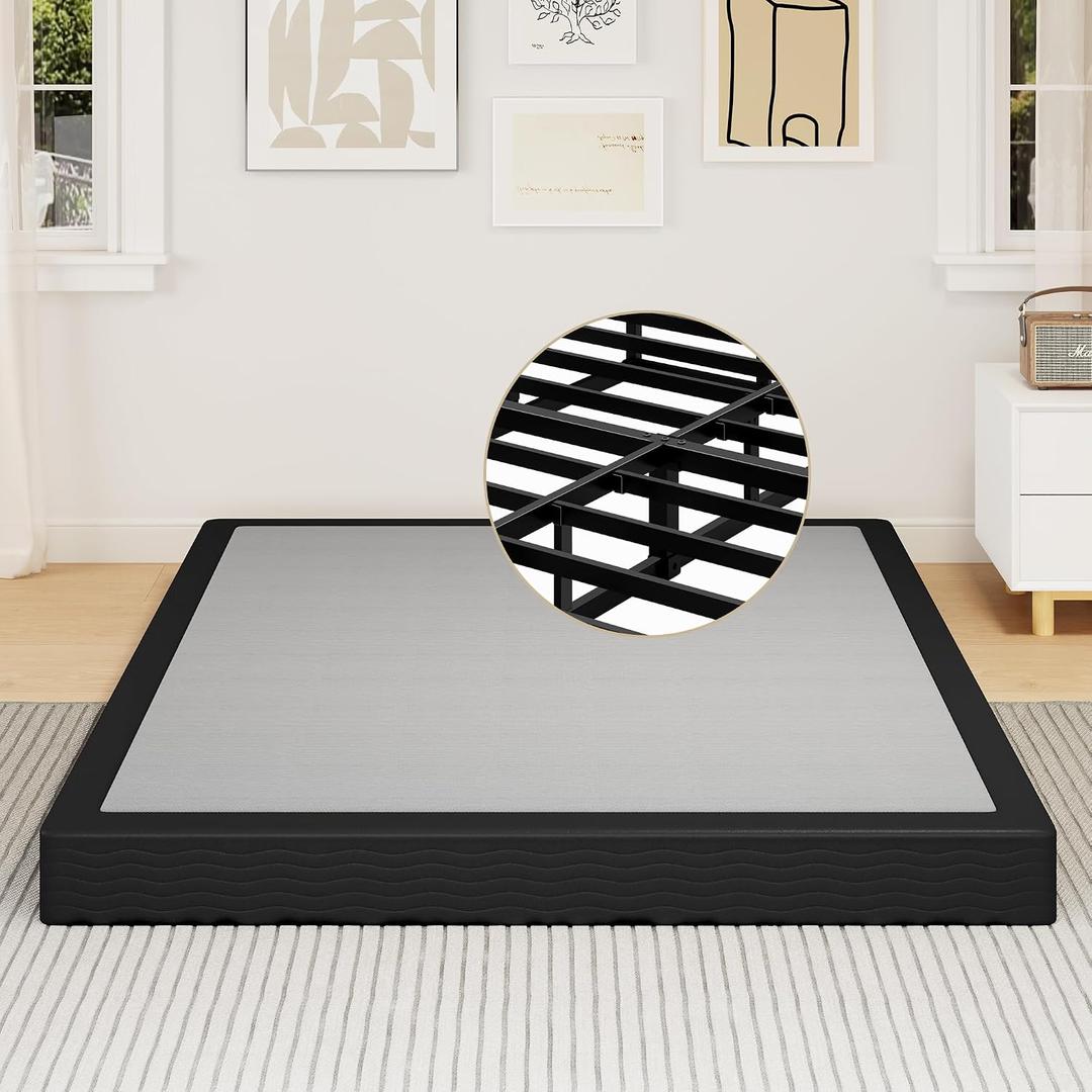 Full Size 10 Inch Box Spring - Heavy Duty Metal Mattress Foundation (2500lbs Capacity), Noise-Free, Easy Assembly with Removable Fabric Cover