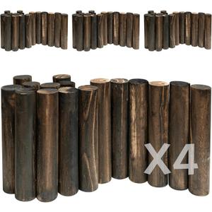 Wood Garden Edging, Natural Wooden Solid Log Fence Border Decorative for Flower Bed Barriers and Landscape Fencing, 11.8 in H x 3.0 ft L, 1.9 in Diameter (4PACK)