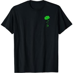 Green Carnation Flower LGBT Queer Symbol Transgender Support T-Shirt (Small, Black)