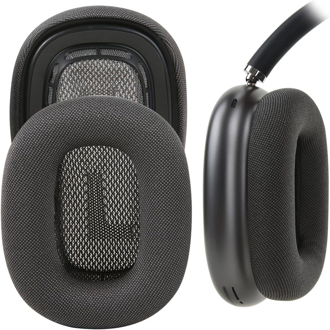 Upgrade Ear Cushions Earpads for Apple AirPods Max with Silica Gel Mesh Fabric& Strong Magnet, High Sound Quality (Black Dark Grey)