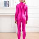 Girls Shiny Metallic Unitard Long Sleeve Leotard Turtleneck Kids Bodysuit for Costume Dance 7-8 Years