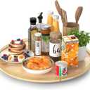 21-Inch Wooden Lazy Susan Turntable  Premium Oak & Iron, Extra Large Rotating Serving Tray for Dining Table, Kitchen Countertop, Farmhouse Dcor, Spice Rack, Charcuterie & Entertaining