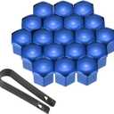 PATIKIL 19mm Wheel Lug Nut Cover Bolt Caps, 20 Pack Universal Car Tire Nut Cover with Tongs for Various Cars Trucks SUV ATV RVs, Blue
