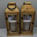 Bdor 2 Pack Lanterns Decorative - 27.5in New Zealand Pine Lanterns Decorative with Flameless Pillar Candles, Decorative Lanterns for Home Decor, Indoor Outdoor, Front Porch, Garden, Farmhouse Style (Large)