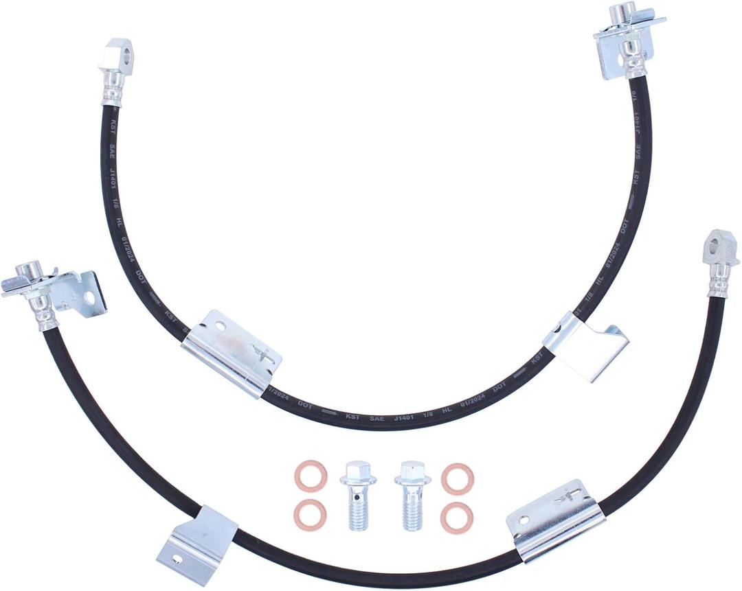 NewYall Front Left and Right Brake Hydraulic Hose for Chevrolet Avalanche Silverado Suburban 1500 Tahoe for GMC Sierra 1500 Yukon for Cadillac Escalade 1999-2007