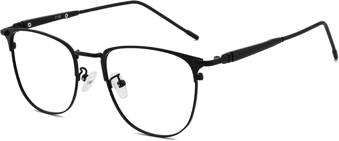 GUDVUE Blue Light Glasses, Computer/Gaming/TV/Phones Glasses for Women/men, Anti Glare/UV400/Eye Strain, Oval Shiny Black