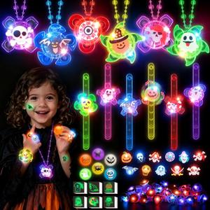 72 PCS Halloween Party Favors for Kids Light Up Toys Bulk Halloween Goodie Bag Fillers Non Candy Gifts for Kids Glow in the Dark Trick or Treat Toys,Classroom Prizes