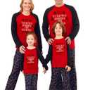 PATPAT Family Christmas Pajamas Matching Sets, Matching Christmas Pajamas for Family, Red Candy Cane Holiday Sleepwear Funny Letter Print PJs including Socks 4-5Y