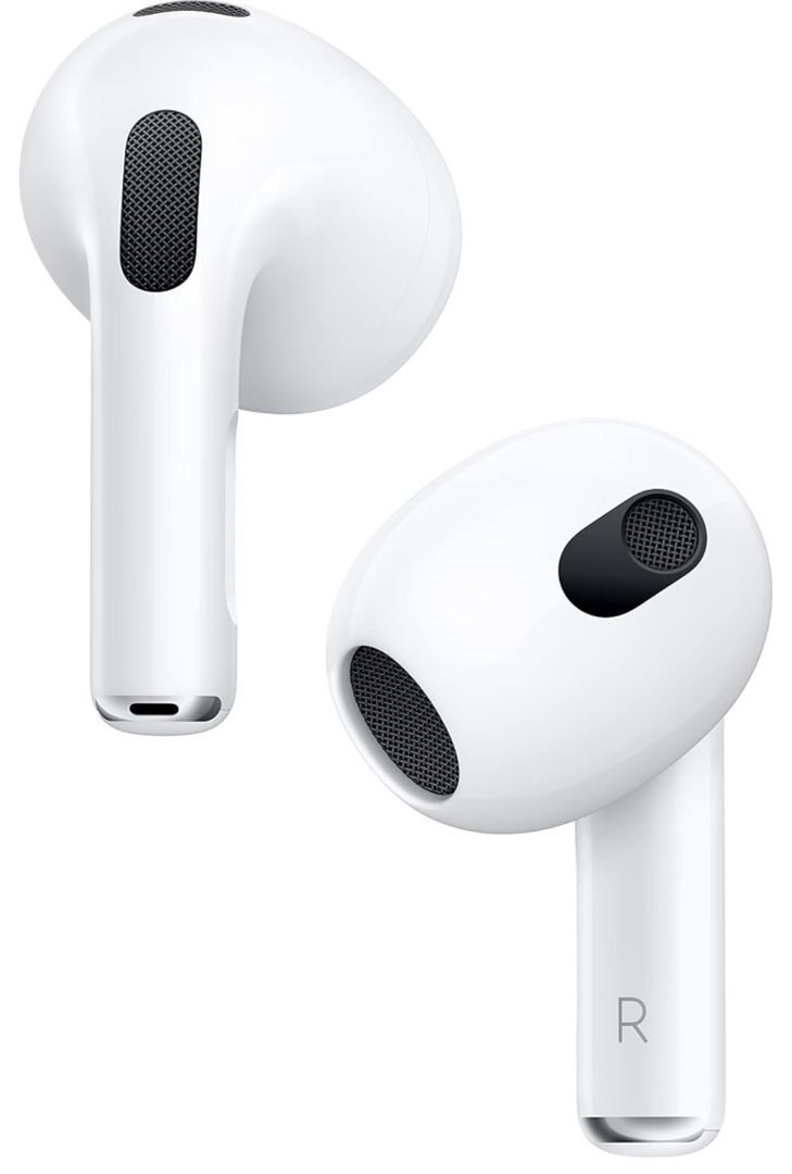Apple AirPods (3rd Generation) Wireless Ear Buds, Bluetooth Headphones, Personalized Spatial Audio, Sweat and Water Resistant, Lightning Charging Case Included, Up to 30 Hours of Battery Life