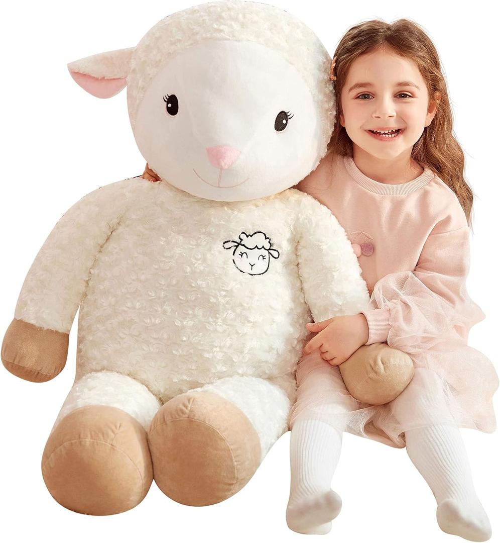 IKASA 30" Giant Sheep Stuffed Animal - Jumbo Soft Kawaii Plush Toy for Kids & Girlfriend (White)