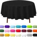 CXPSINC 16 Pack Premium Disposable Plastic Tablecloth 84" Round Table Cover for Birthdays Weddings Christmas Anniversary (Black)