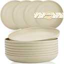 Wrova Wheat Straw Plates - 8 Inch Unbreakable Dinner Plates Set of 4 - Dishwasher & Microwave Safe Plastic Plates Reusable - Lightweight Small Plates for kitchen,R.V. (Beige)