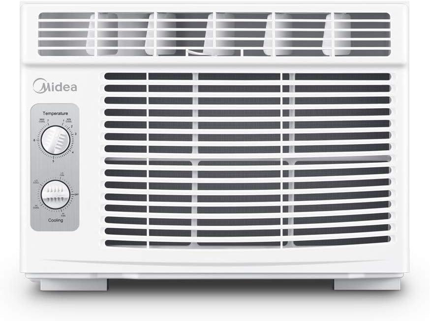 Midea 5,000 BTU EasyCool Small Window Air Conditioner - Cool up to 150 Sq. Ft. with Easy-to-Use Mechanical Controls and Reusable Filter, Perfect for Small Bedroom, Living Room, Home Office (5,000 BTU, White)