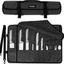 Chef Knife Roll Bag,Waterproof Waxed Canvas Knife Case Holds,Knives Roll Bags for Chefs Professional with Adjustable Strap,Chef Backpack (Black)