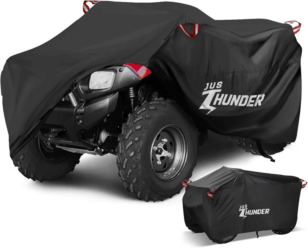 ATV Cover Outdoor Waterproof Windproof 4 Wheeler Cover Heavy Duty Ripstop UV Protects Four Wheeler from Sun Rain Snow, Quad Cover for Polaris Yamaha Suzuki Honda XXL (Black)
