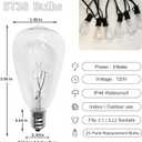 ST38 Replacement Bulbs, 25 Pack 5W Incandescent Edison Bulbs - Warm White, E12 Candelabra Base, Clear Glass Waterproof for Outdoor String Lights, Patio, Holiday & Wedding Decor