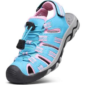 DREAM PAIRS Boys Girls Summer Outdoor Athletic Sport Sandals Walking Hiking Hook and Loop Adjustable Multicolor for Toddler/Little/Big Kids (Baby/Blue/Pink) 13