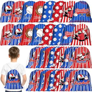 Woanger 36 Pcs Baseball Gift Bags 9.8 x 11.8 Inch Baseball Drawstring Party Favor Bag Fabric Goodie Candy Treat Snack Bags for Team Sport Ball Theme Birthday Party Supplies