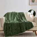 GarveeHome Electric Blanket Throw, Velvet Heated Throw Blanket, Luxury Soft Electric Heating Blankets, 4 Heat Levels & 4H Auto Off, ETL Certified, Machine Washable, 50" ×60" Green