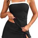 Women Tankini Swimsuits with Skirt - Two Piece Swimsuit Tummy Control Bathing Suits 2025 Swimwear (Black, M)