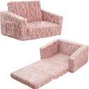 Toddler Couch for Kids  2-in-1 Fold Out Sofa and Lounger, Soft Flannel Convertible Chair, Flip Open Kids Couch(Pink) (Small, Red)
