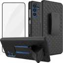 Ailiber for Samsung Galaxy S24 FE Case with Belt Clip, Samsung S24 FE Case Holster with Screen Protector, Swivel Kickstand Holder, Slim Shockproof Shell Pouch Phone Cover for S24 FE-Black